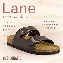 CUSHIONAIRE Lane Cork Footbed Sandals for Women