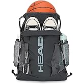 HEAD Waterproof Gym Sackpack for Sport with 2 Zipper Pockets, Large Drawstring Backpacks for Men with Side Pockets for Water Bottle (Dark Grey)
