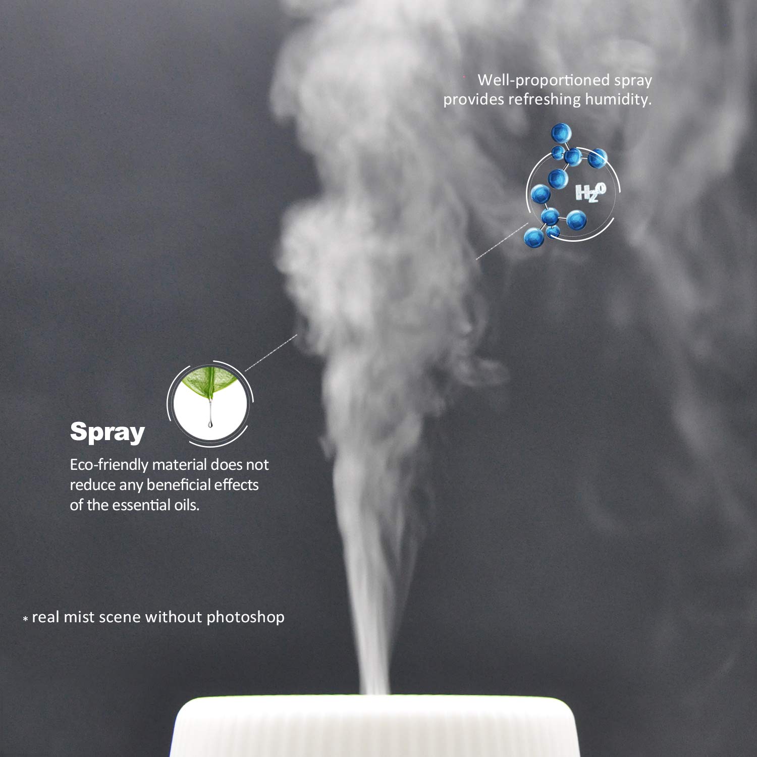 ASAKUKI Portable 100ml Essential Oil Diffuser, 5 in 1 Ultrasonic Aromatherapy Diffuser with Intermittent Mist, Humidifies The Air, Timer and Auto-Off Safety Switch : Beauty