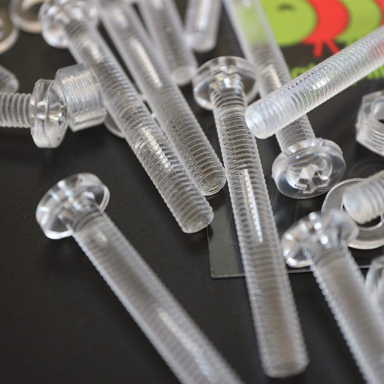 Pack of 60 Transparent Clear Plastic, Pan Head, M5 x 40mm Nuts & Bolts, Washers -Acrylic Plastic Screws - Image 4