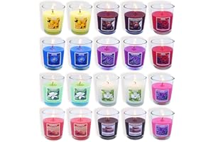BERYSCEN 20 Packs Scented Aromatherapy Candle with 10 Fragrances, 1.8 Oz Soy Votive Candle for Home Decoration, Candle Gifts Baskets for Christmas Thanksgiving Anniversary
