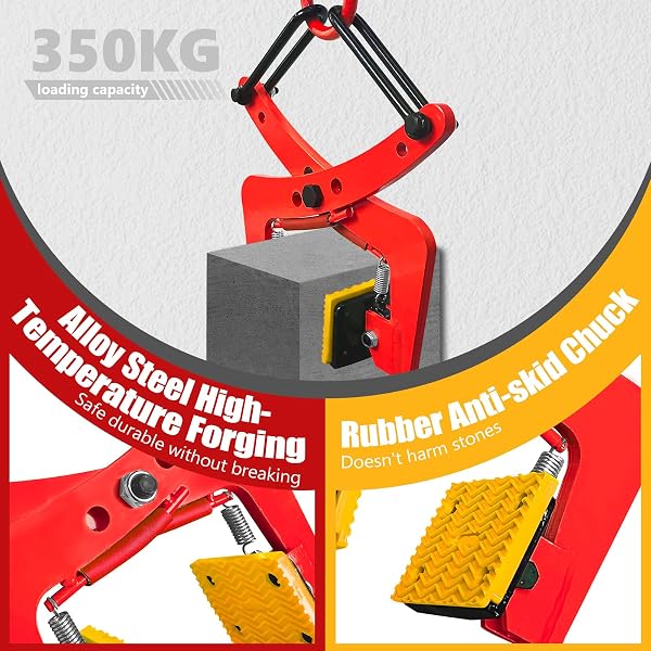 SENKEYFE GRANITE LIFTING CLAMP 6″, 770LBS STONE LIFTING CLAMPS 40MM-180MM, VERTICAL STONE CLAMPS, HEAVY DUTY STONE CARRYING CLAMPS FOR LIFTING TRANSPORTING CONCRETE BLOCK GRANITE SLAB STONE SLAB (RED)