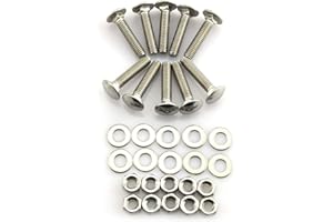 PRO BAMBOO KITCHEN RuiLing 10 Set Carriage Bolt Sets 304 Stainless Steel Carriage Screw Hex Nut and Flat Washer Kits 5/16-18 Inches