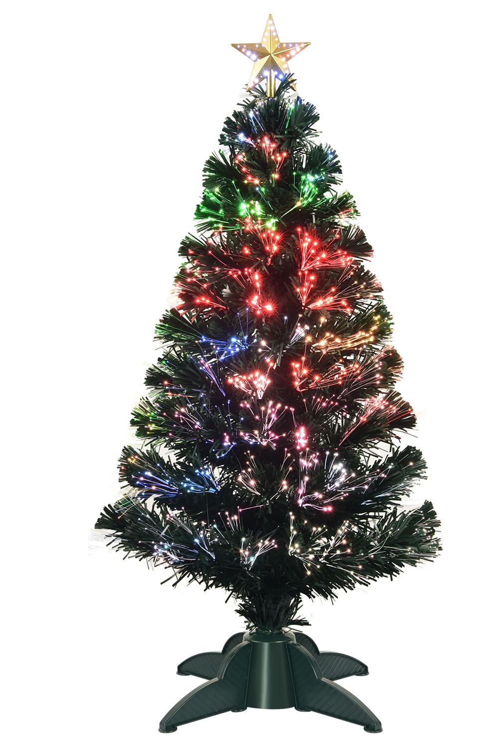 Photo 1 of 3ft Pre- Fiber Optic Artificial Christmas Tree with Top Star, Multi-Color Lighting Tabletop Mini Christmas Tree with Sturdy Legs,Optical Fiber Xmas Tree for Home, Office, Party Decoration