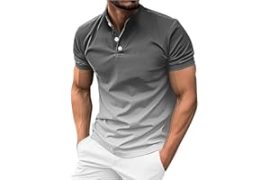 FONMA Men's Casual Polo Shirts Classic Button Basic Short Sleeve Shirt Gradient Soft Tees Golf Stylish Tops