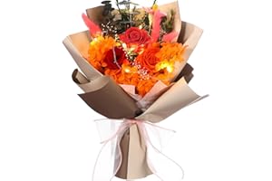 Canlierr Preserved Flowers Bouquet Flowers Bouquet Graduation Gift Natural Real Roses Bouquet Gifts for Graduation Birthday Anniversary Wedding Teacher'day Home Decor(Red and Orange)