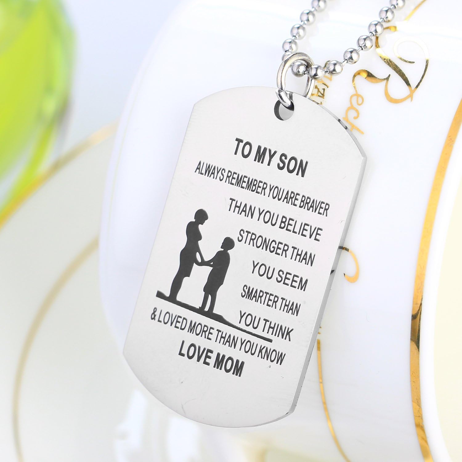Always Remember You Are Braver Than You Believe Mom To Son Necklace Gift From Mother: Clothing