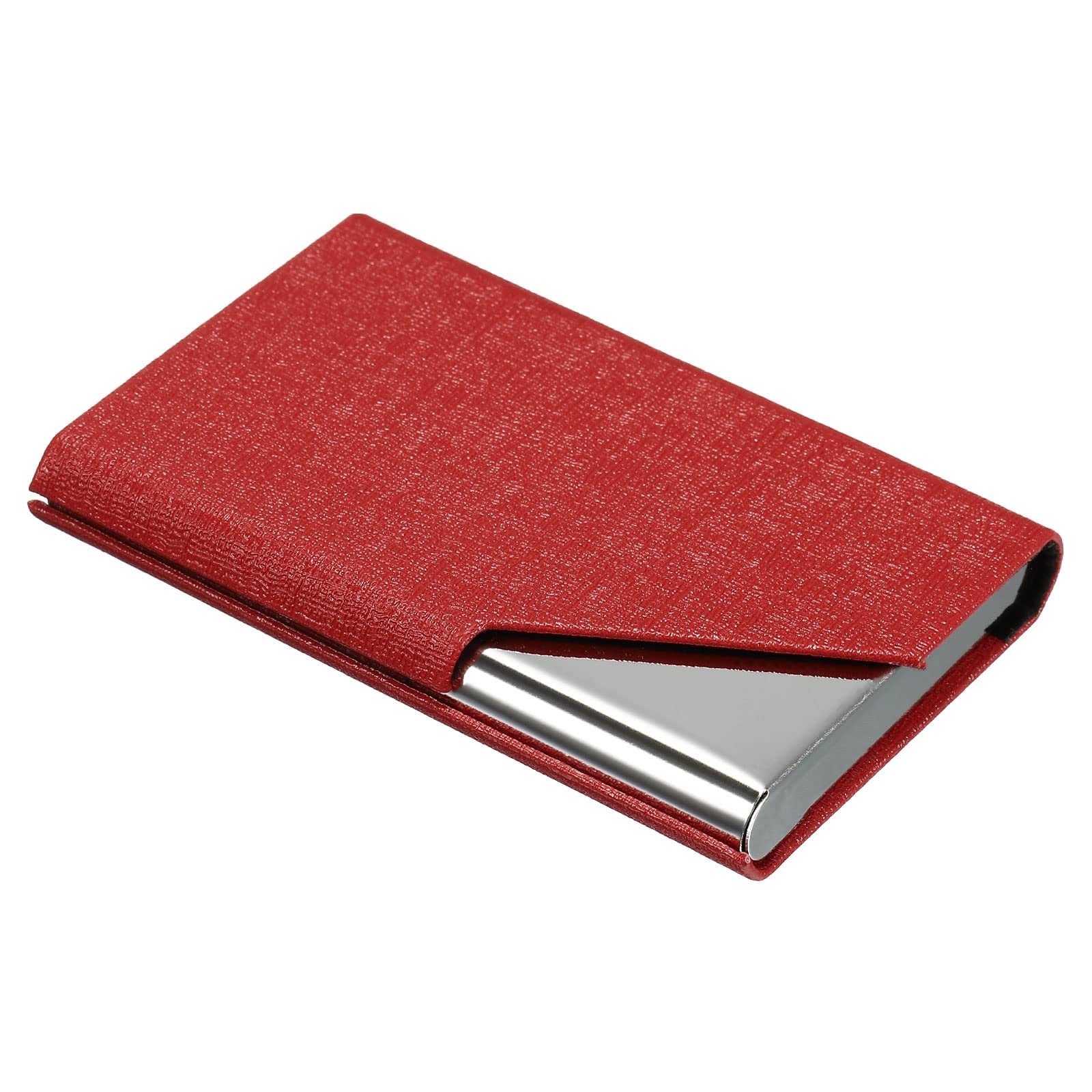 PATIKIL Business Card Holder, PU Leather Flip Slim Name Cards Protector Case for Women Men, Red