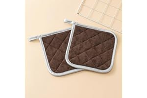 2 Pcs Cotton Pot Holders, 6.7-Inch Square Potholders for Kitchen, Non Slip Kitchen Pot Holders Cotton Lining Hot Pads for Bak