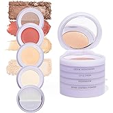 Subtl Staks 4-in-1 Travel Makeup Kit by Subtl Beauty - Eyeshadow Duo, Shine Control Powder, Cream Highlighter, Lip and Cheek - Includes Mirror Lid and Mini Brush - Stackable Makeup Designed for Travel