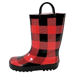 Hudson Baby Kids Rain Boots, Buffalo Plaid, 5 US
