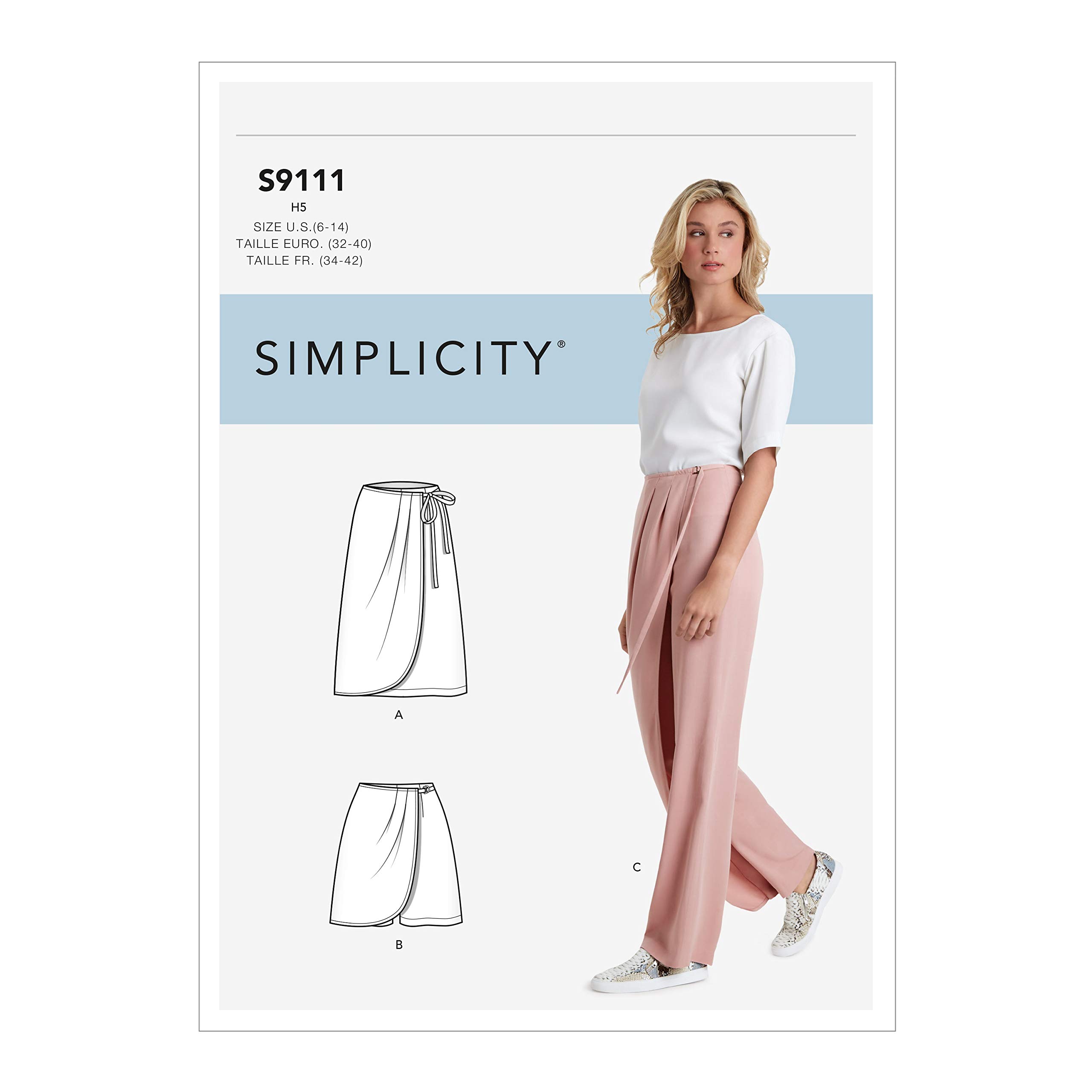 Simplicity Sewing Pattern SS9111U5 Misses' Faux Wrap Pants, Skirt & Shorts