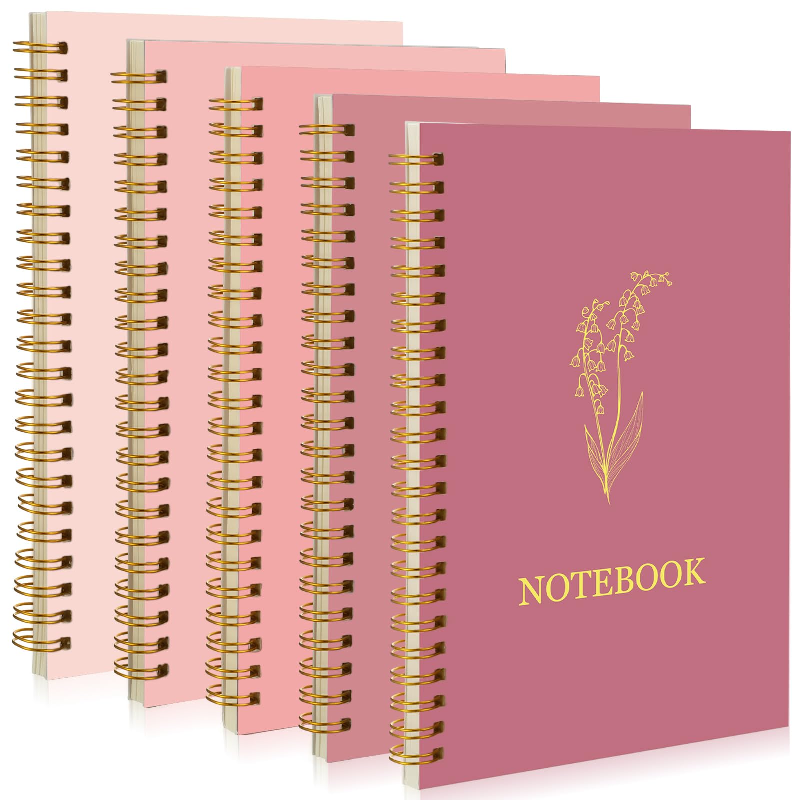 Photo 1 of Gueevin 5 Pack Spiral Notebook Aesthetic School Supplies A5 College Ruled 160 Pages/ 80 Sheets Cute Notebook for Work Students School Office Supplies(Gradient Pink,Classic)