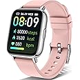 MuGo Smart Watch for Women, Fitness Watch 1.69" Touch Screen Smartwatch, Pedometer Watch with Heart Rate and Sleep Monitor, IP67 Waterproof Fit Watch, Activity Tracker Watch for iOS and Android Pink