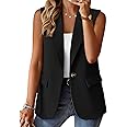 Mina Self 2025 Women's Summer Sleeveless Vest Tops Lightweight Fully-Lined Fashion Casual Work Office Blazers with Pockets
