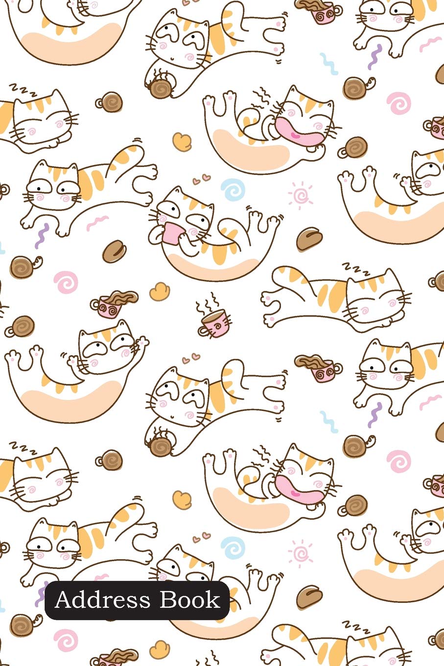 Address Book: Include Alphabetical Index With Funny cats and coffee cup cover