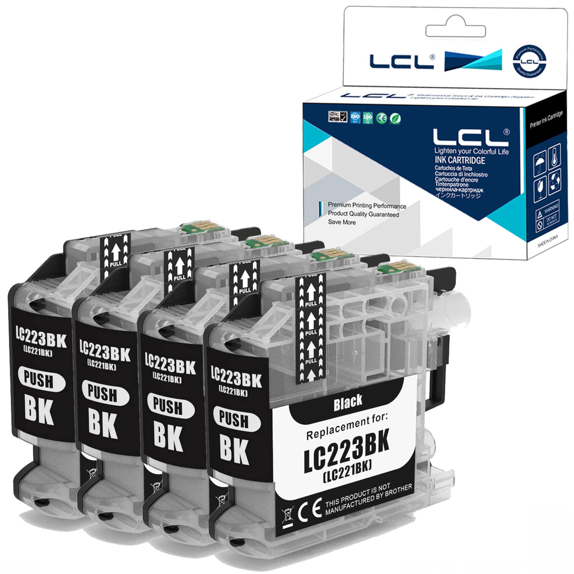 LCL LC223 Ink Cartridge Replacement for Brother LC-223 LC223 XL LC-223BK LC223BK for MFC-J4420DW J4620DW J4625DW J5320DW J5620DW J5625DW J5720DW J480DW J680DW J880DW DCP-J4120DW J562DW (4Pack)