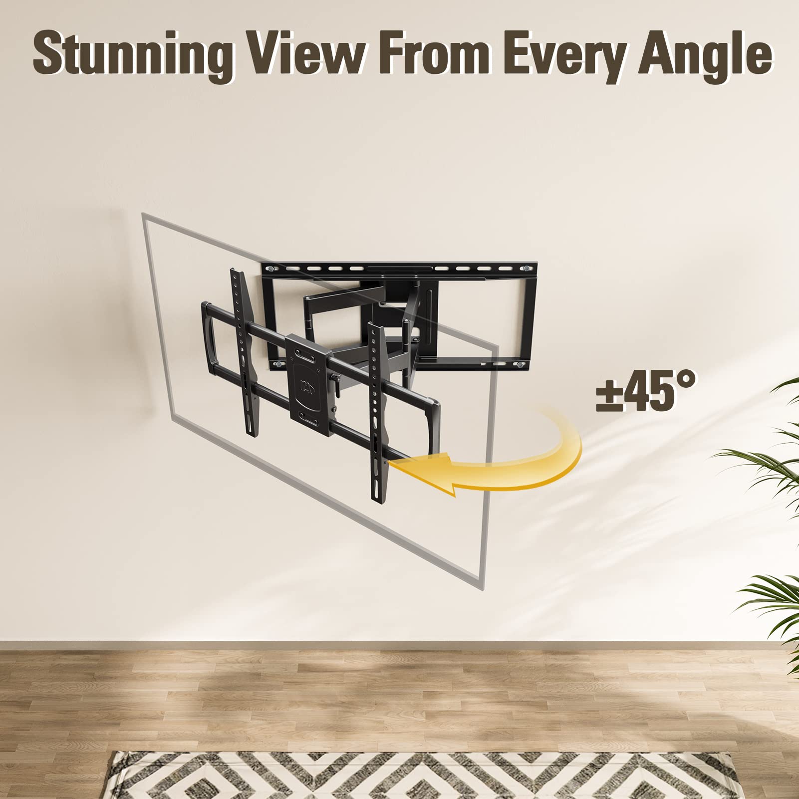 Mounting Dream Full Motion TV Wall Mount for Most 42-90 Inch TVs, Heavy Duty Wall Mount TV Bracket with 6 Strong Articulating Arms, Max VESA 600x400mm, Up to 132LBS, Fits 16/18/24'' Wood Studs, MD2298