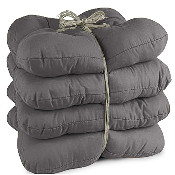 JEMIDI 4er Pack Stuhlkissen Segeltuchoptik Stuhl Sitzkissen 38cm x 38cm x 8cm stark gepolstert für Indoor und Outdoor (Anthra