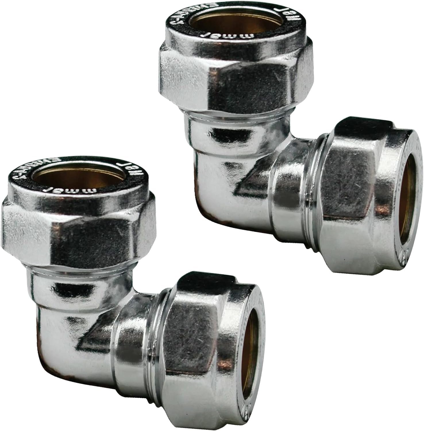 NPH 15mm Chrome Plated Compression Elbows Angled Pipe Connectors for Copper Pipe - Pack of 2
