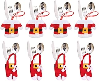 Aitsite 8 Stücke Weihnachten Besteckhalter Weihnachtsmann Tischdeko Besteckbeutel Geschirrhalter Sankt-Klage Weihnachtsdeko Dekoration Kleidung Und Hosen Besteck Für Messer Und Gabeln