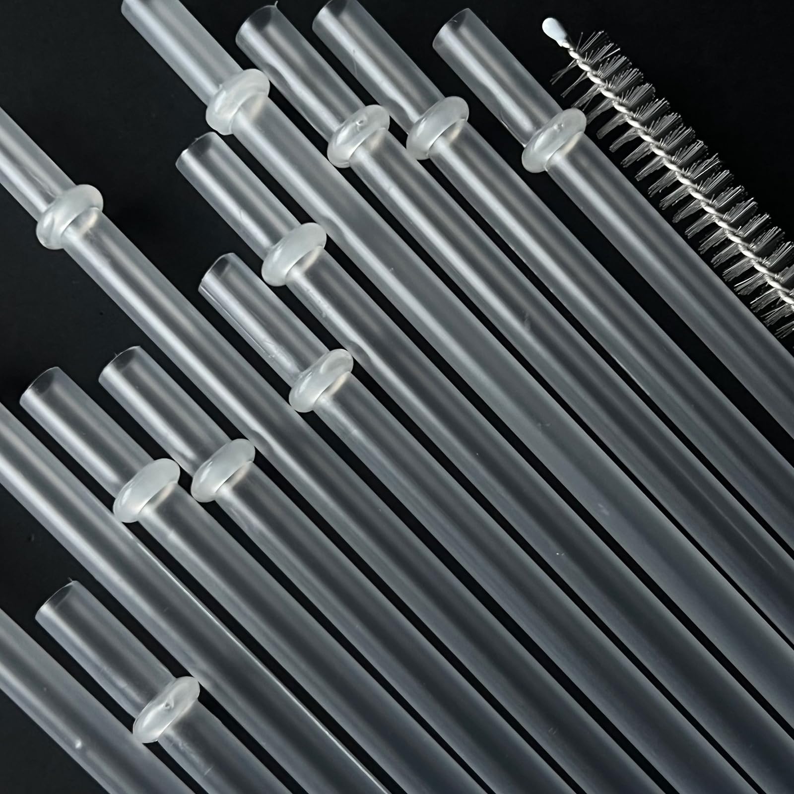 YAOSHENG Reusable Straws with 1 Brushes,Long Hard Plastic Drinking Straws, Transparent Replacement Straws for 16OZ-32 OZ Tumblers (Transparent Color, 23cm/ 9.06in 24+1 Straw Brush)