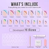 BTArtbox Press On Nails Short 30 Pcs French Tip with Glue Tabs 15 Sizes view 6