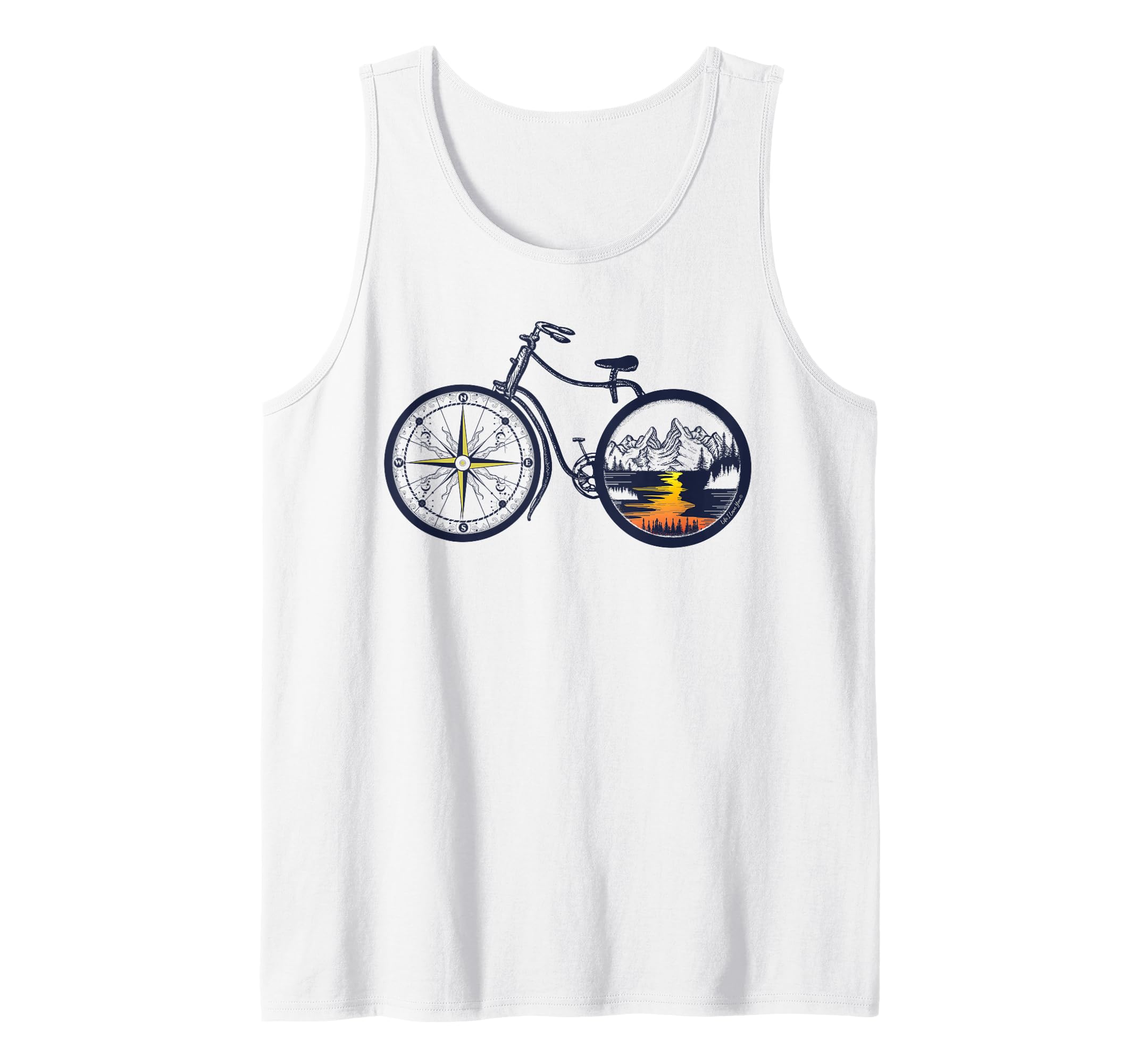 Retro Bicycle with Compass and Mountains - Cycling Tank Top