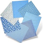 100% Cotton Quilting Fabric Bundle, Precut Quilt Squares,Light Blue | 20 ''* 20'', Multi-Color Patterns, for DIY Sewing, Cushions, Crafts,Floral Print Patchwork Material,Machine Washable