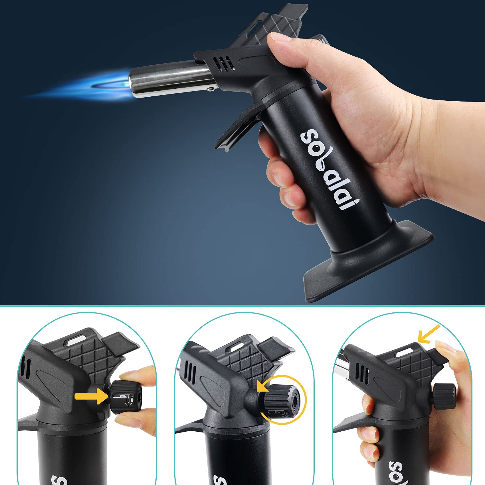 New UPGRADED Cooking Torch with Lock,Fuel Refillable Food Blow Torch