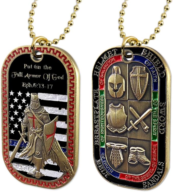 Put on the Whole Armor of God Dog Tag Pendant Necklace