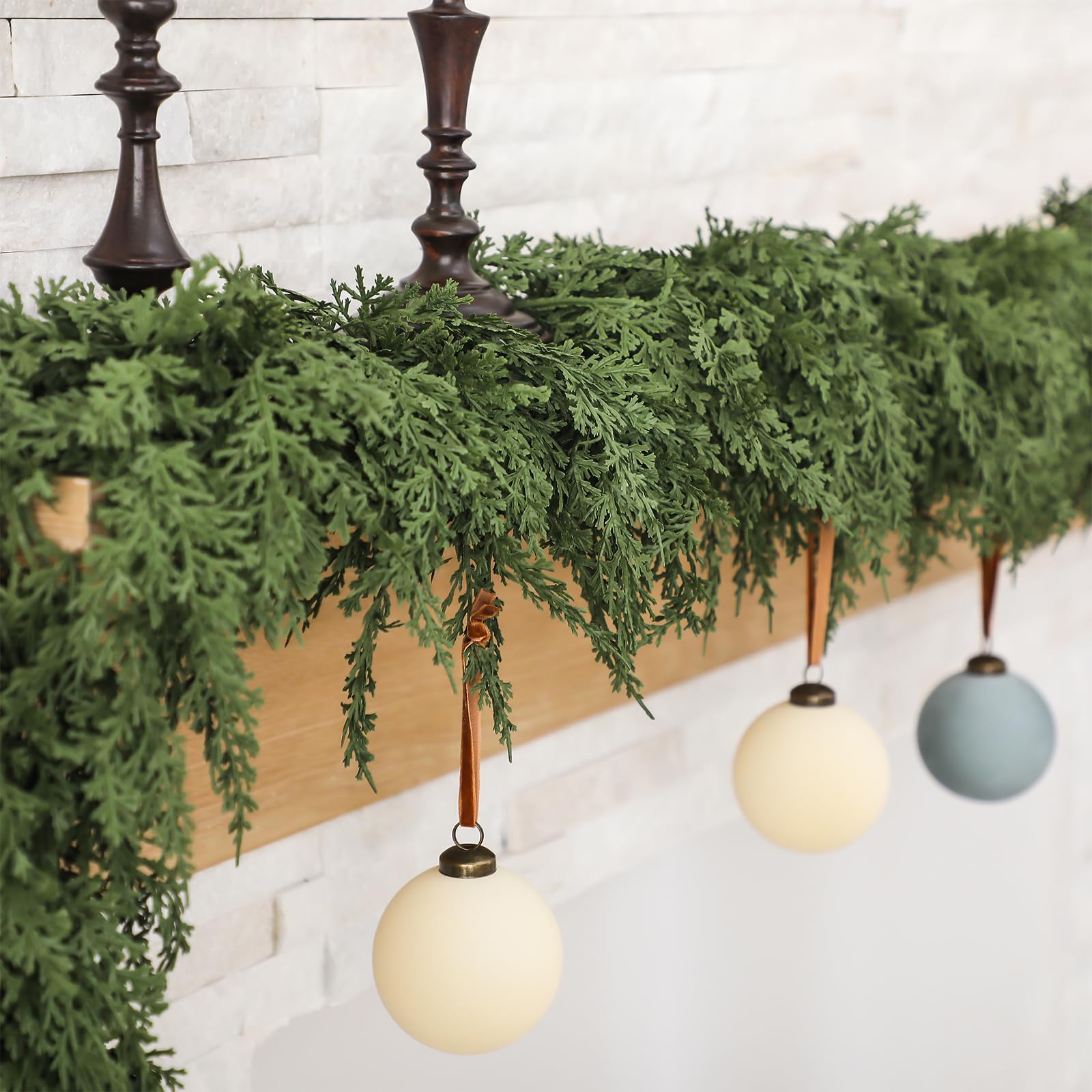 Photo 1 of Jutom 2 PCS 9 ft Christmas Cedar Garland - Artificial Realistic Holiday Cedar Pine Needles Greenery Garland Decoration for Mantel Table Winter Party
