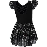 DIPUG Ballet Leotards for Girls with Skirt Shiny Toddler Dance Leotard Butterfly
