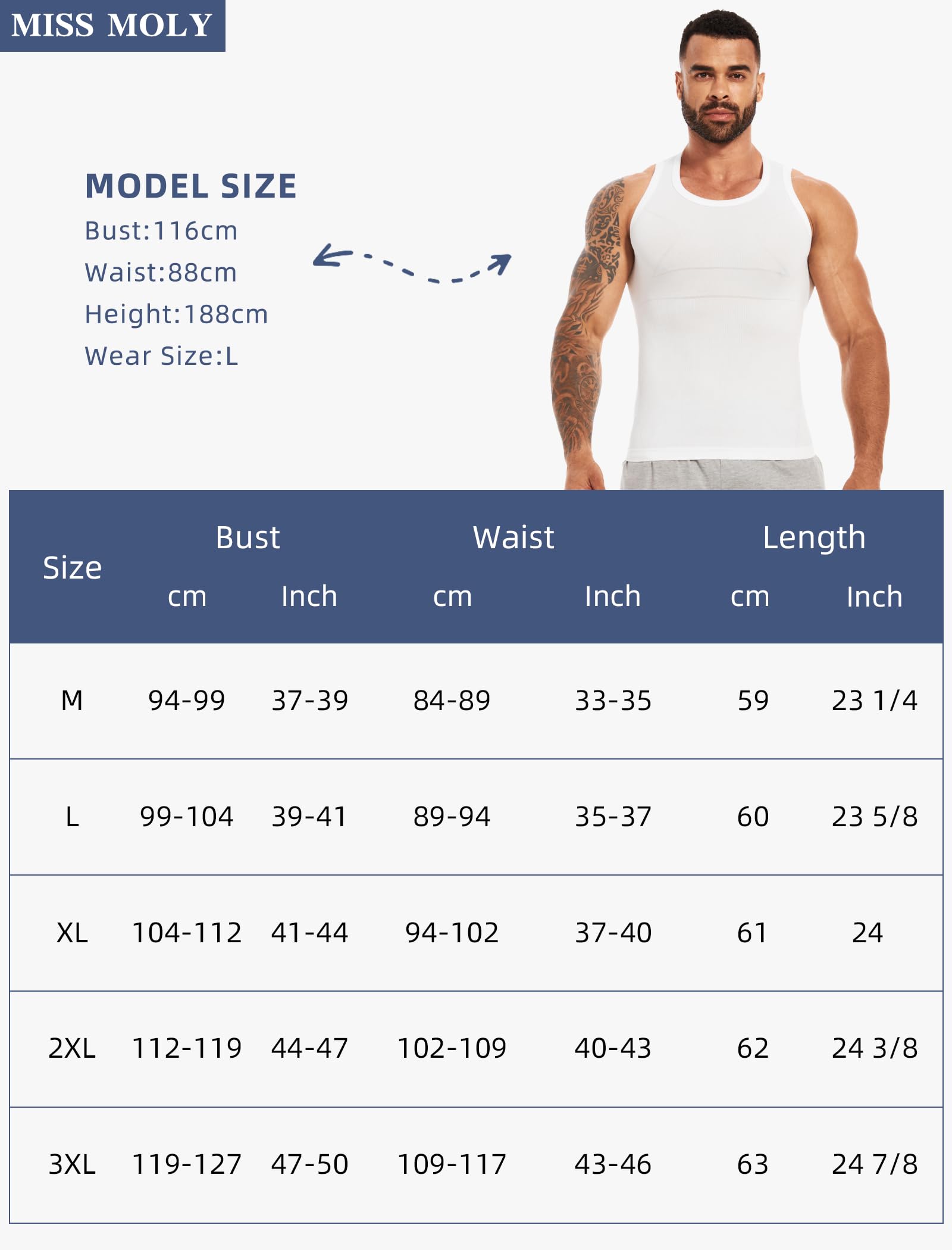 MISS MOLY Herren Kompressionsshirt Ärmellos Body Shaper Elastische Bauchweg Unterhemd Tank Top Figurformend Weste 6
