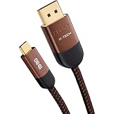 Zeskit X-Tech 80Gbps 16K Bi-Directional Certified USB-C to Displayport 2.1 Cable, DP2.1 DP80 (3ft/1m)