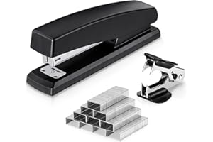Deli Desktop Stapler - 25 Sheet Capacity, Includes 1000 Staples and Staple Remover, Black