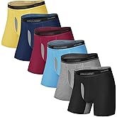 IGOLUMON Men's Underwear Bamboo Rayon Breathable Boxer Briefs with Fly Moisture-Wicking Lightweight Underwear, 6 pack