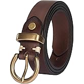 TYWestyles Womens Belts for Jeans Genuine Leather Belt Vintage Solid Brass Circle buckle Gift Box Packaging