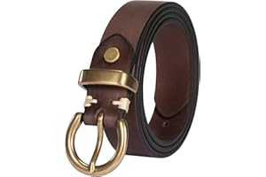 TYWestyles Womens Belt for Jeans Genuine Leather Belt Vintage Solid Brass Circle buckle Gift Box Packaging