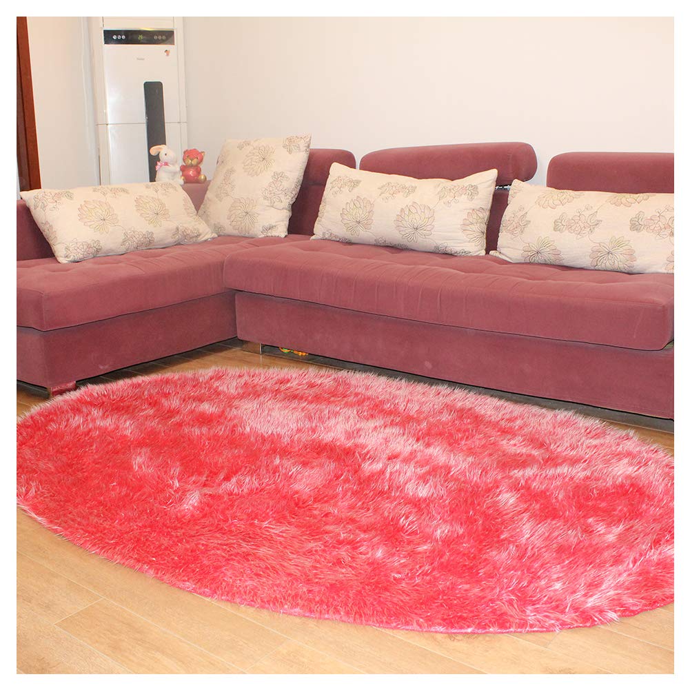 Buy Furug Super Soft Faux Sheepskin Fur Round Area Rugs For Bedroom Big Plush Carpets Living Room Kids Rooms Fluffy Rugs Home Decor Nursery Children Play Rug 4 92ft X 7 22ft Red Online