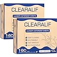 Laundry Detergent Sheets Up to 320 Loads, Fresh Linen - Great For Travel,Apartments, Dorms,CLEARALIF Laundry Detergent Strips Eco Friendly & Hypoallergenic (80 Sheets, Pack of 2)
