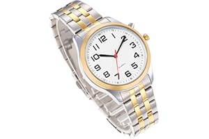 VILOSA English Talking Watch Speaks The Time, Date or Alarm time Suitable for Middle-Aged and Elderly People and Visually impaired People, Stainless Steel-Male Style