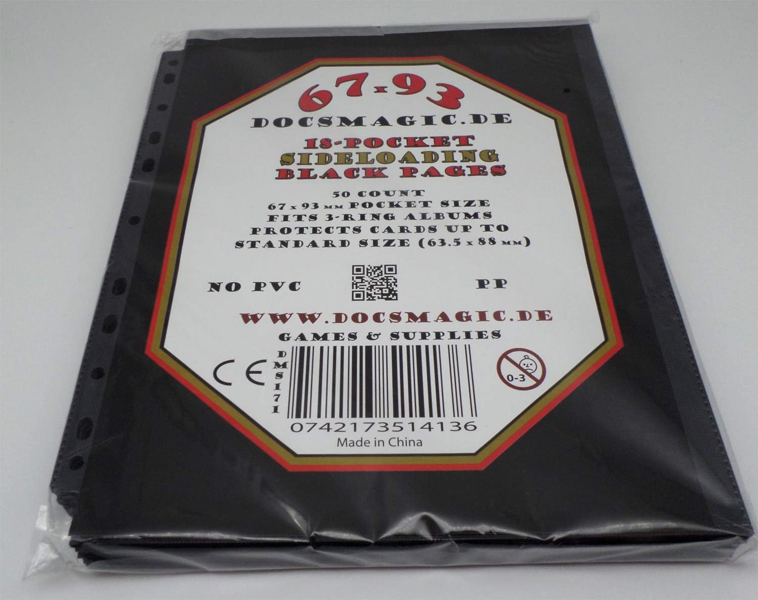 docsmagic.de 50 18-Pocket Pages Black - Sideloading - MTG PKM YGO - 11-Hole, 50 Pages, 18-Pocket Sideloading - Image 3