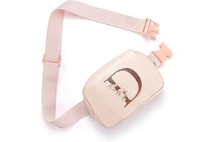 QUNWREATH Belt Bag Fanny Pack for Women, Leather Belt Bag with Initial Letter Fashionable Crossbody Bag Waist Bag with Adjustable Strap for Traveling Hiking, Birthday Christmas Gifts for Women Girls Mom (D)
