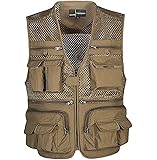 Breathable Mesh Outdoor Men Fishing Photographer Vest Waistcoat KHAKI, 4XL