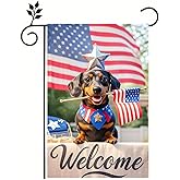 BlissYard Patriotic Flag Dachshund Dog 4th Of July Garden Flag 12x18 Inch Double Sided Vertical Decoration Yard Small Flag For Outside Holiday Seasonal Outdoor Independence Day Memorial Day