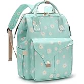 Mimfutu Flowers Laptop Backpack College School Backpack Bookbags Nurse Backpacks Travel Bags for Women Girls Fits 15.6 Inch Notebook (Daisy Green)