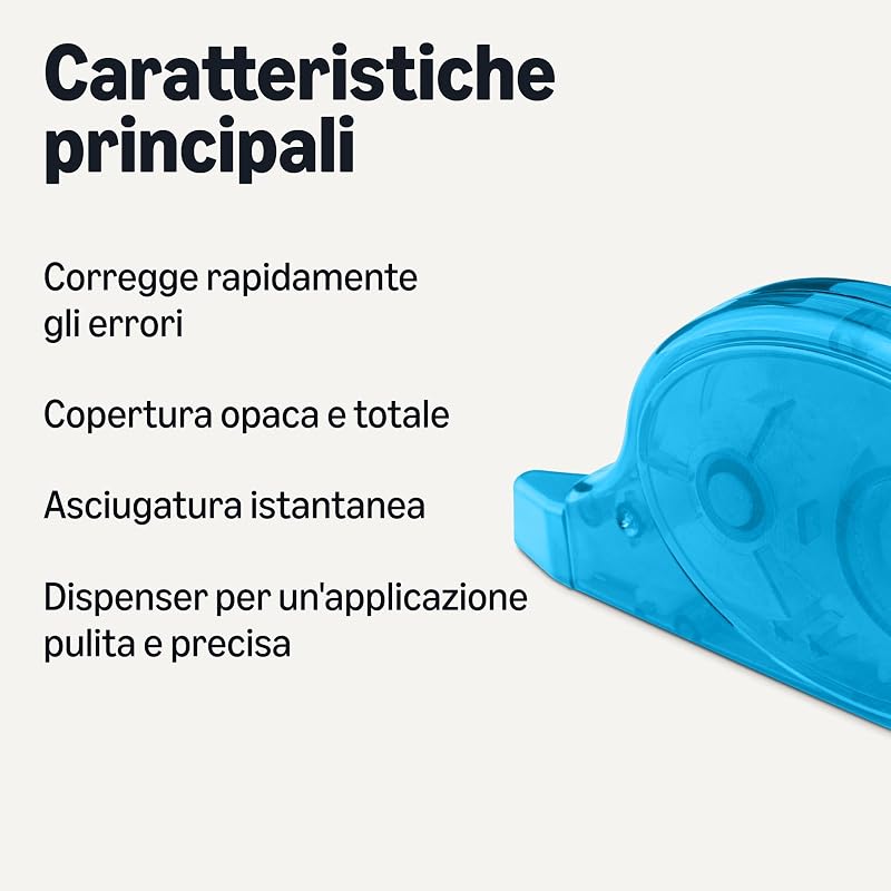 , Correttore a Nastro, Confezione da 10, a Rullo, Formato Penna, Stile Mouse, Asciugatura Istantanea, Lunghezza 12m, Colori Verde, Viola, Arancione, Rosso, Blu