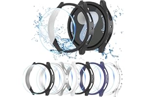 DNNBAO [6+6 Pack for Samsung Galaxy Watch 7 Screen Protector Case 44mm,HD Anti-Fog Tempered Glass Film & Waterproof Hard PC Bumper Cover for Galaxy Watch 7 44mm