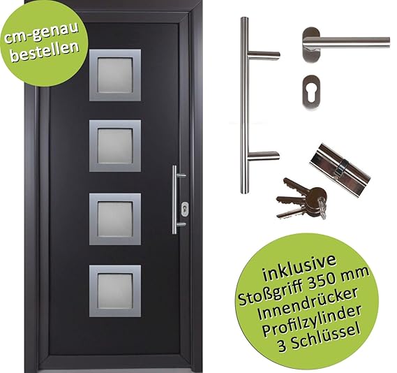 kuporta Kunststoff Haustür nach Maß Kellertür Rimini Size außen anthrazit/innen weiß DIN rechts nach außen öffnend mit Stoßgr